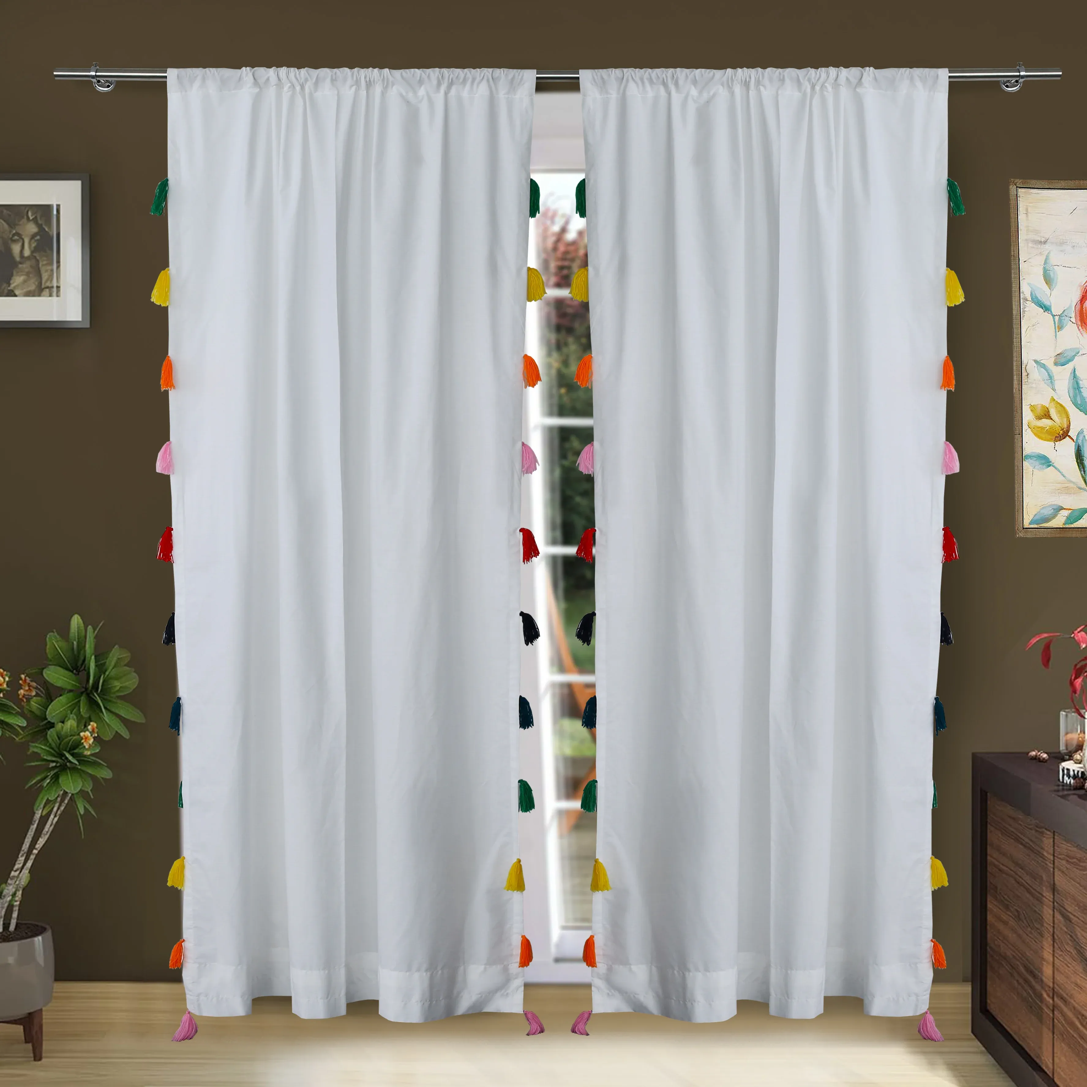 2 Pieces Plain Dyed Eyelet Curtains with Lining Lamzeen 2 pieces plain dyed eyelet curtains with lining made from 100 percent cotton by LamZeen