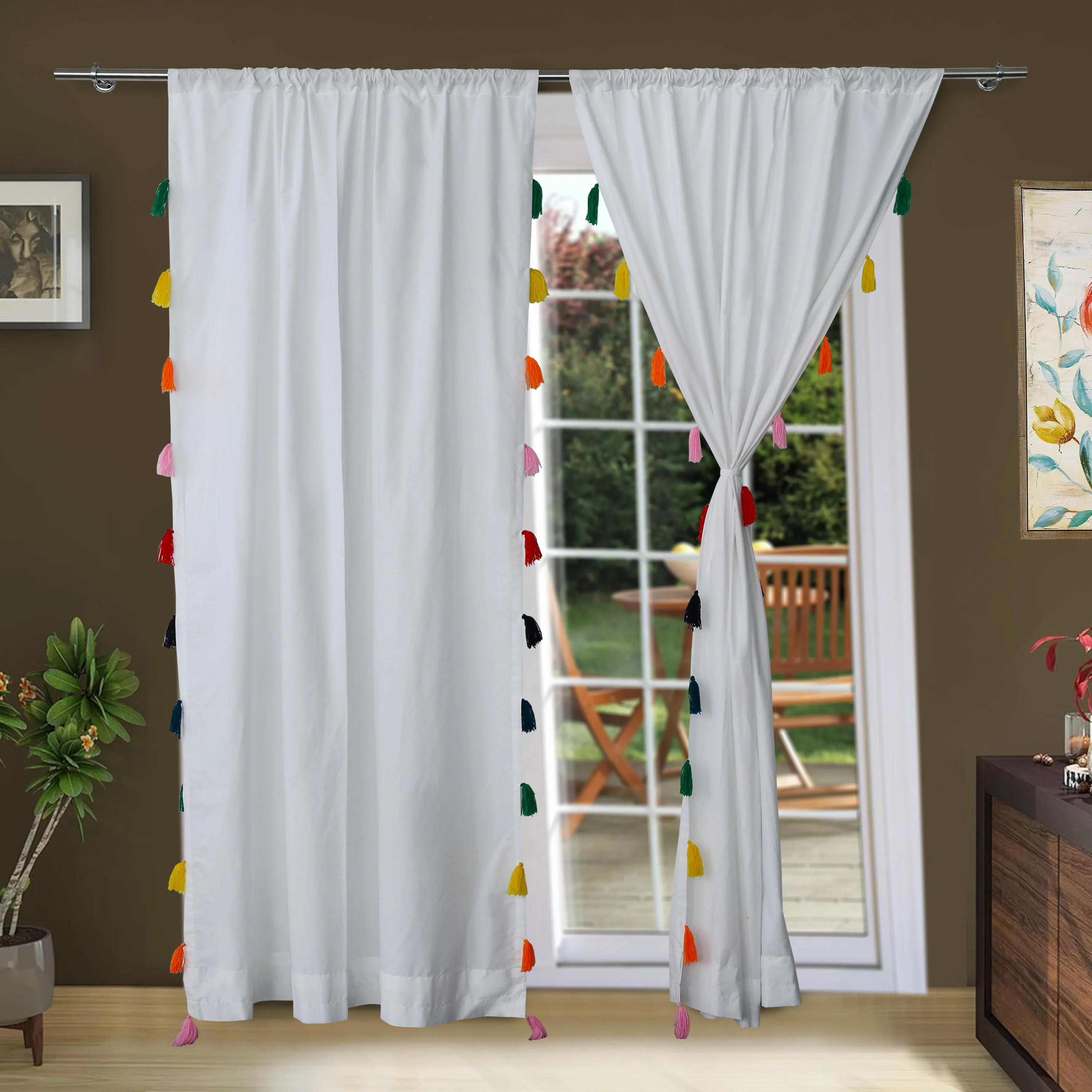 2 pieces plain dyed eyelet curtains with lining made from 100 percent cotton by LamZeen