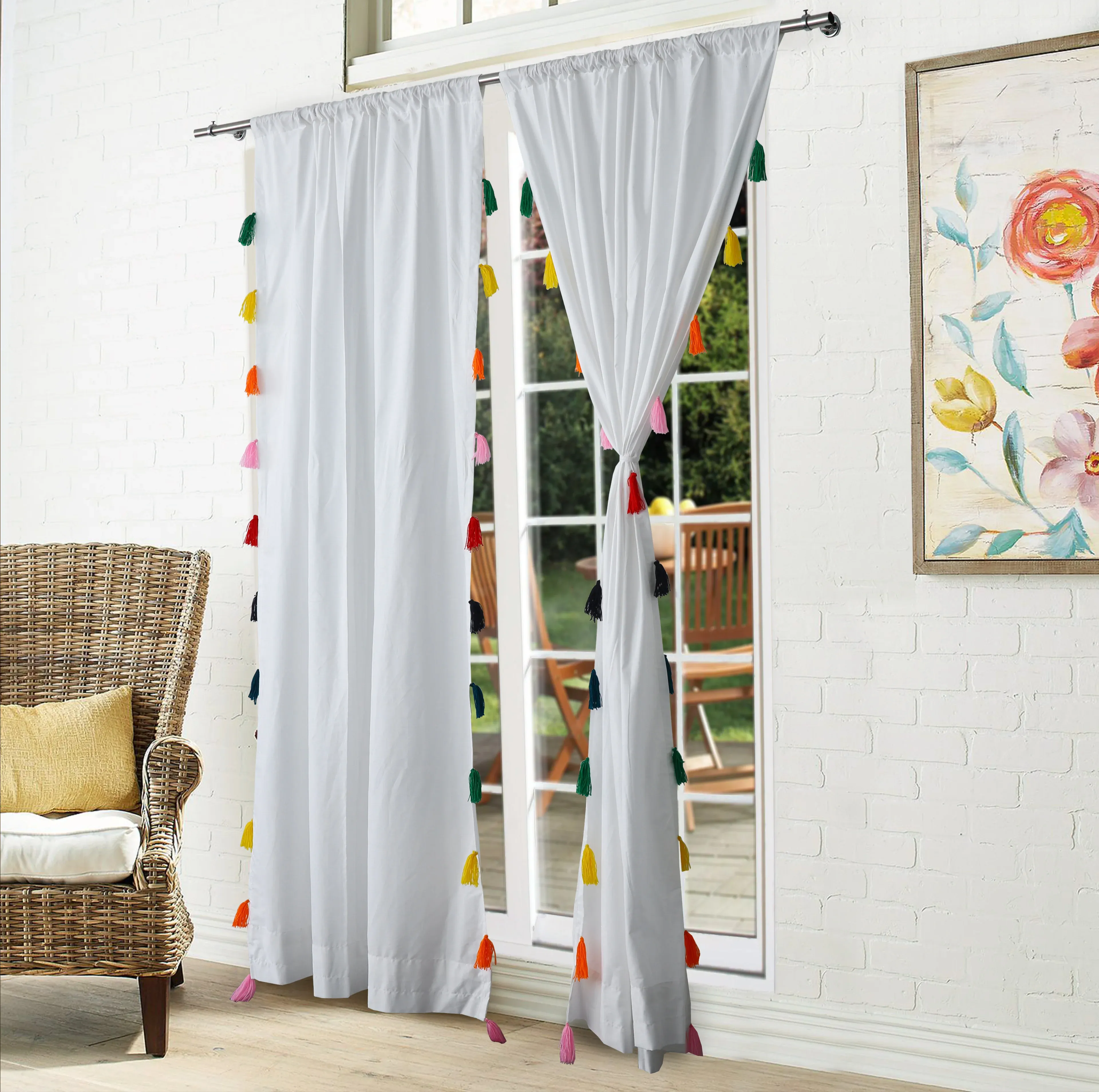 2 Pieces Plain Dyed Eyelet Curtains with Lining 2 pieces plain dyed eyelet curtains with lining made from 100 percent cotton by LamZeen