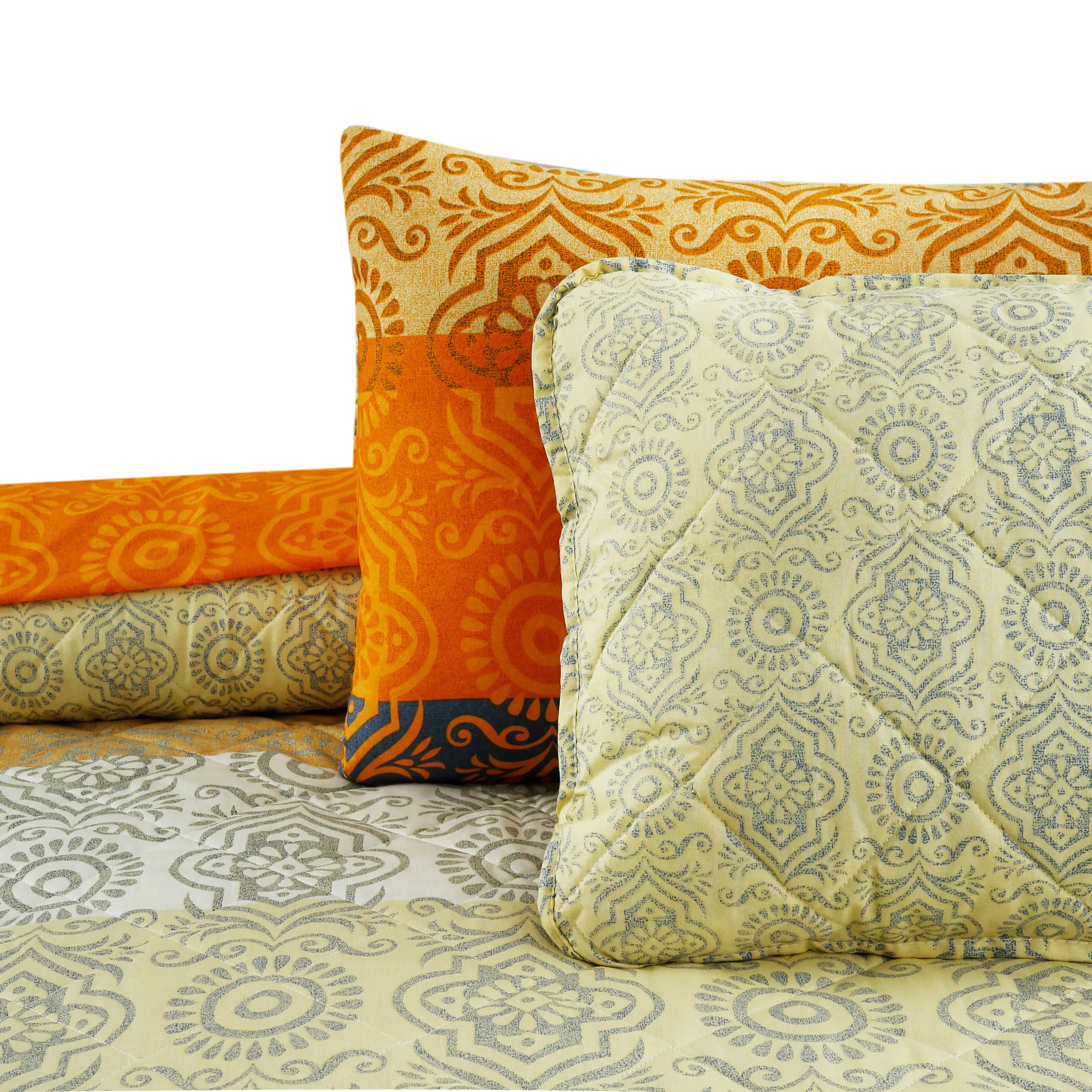 6 Pcs Quilted Comforter Set RG-C-51 King Size lamzeen.com 6 pcs quilted comforter set RG-C-51 king size with cotton comforter bed sheet and pillow covers