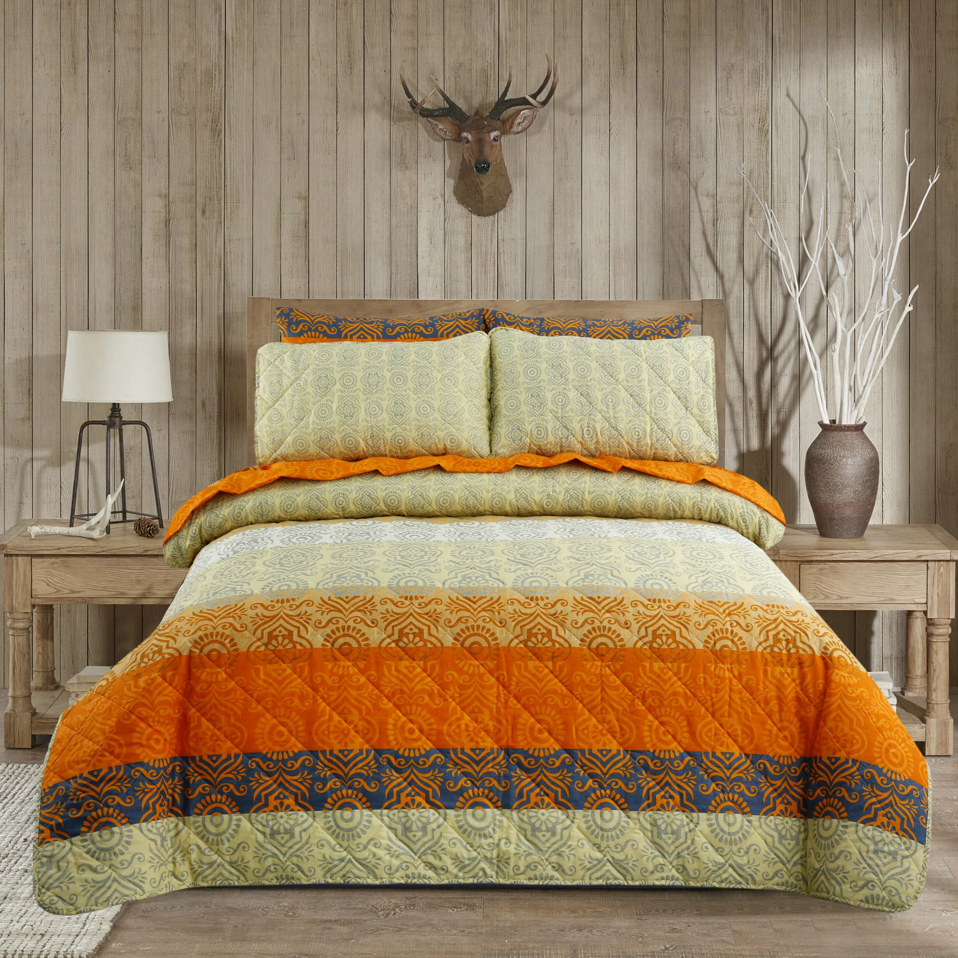 6 pcs quilted comforter set RG-C-51 king size with cotton comforter bed sheet and pillow covers