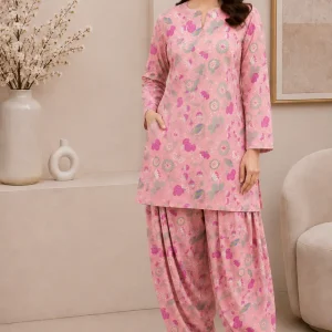 Baby Pink Floral Pure Lawn 2 Piece Unstitched Suit 5 Meter | LamZeen