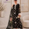 Black Floral Butterfly Embroidered Lawn 3 Piece Suit | LamZeen