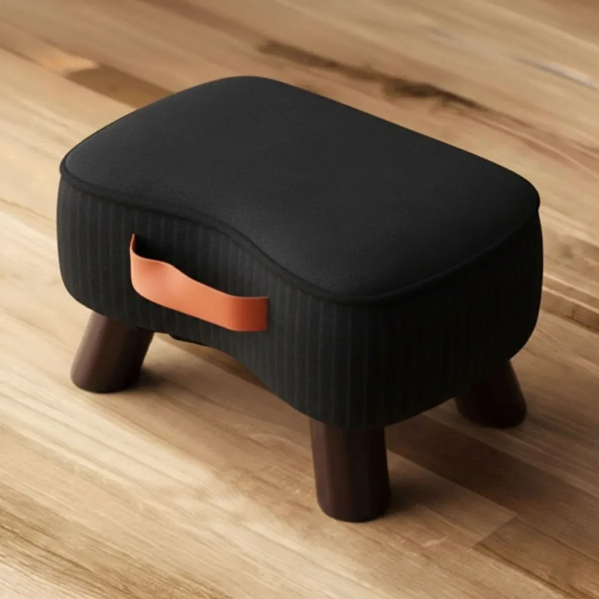 Black luxury wooden stool single seater 12x12x16 inches