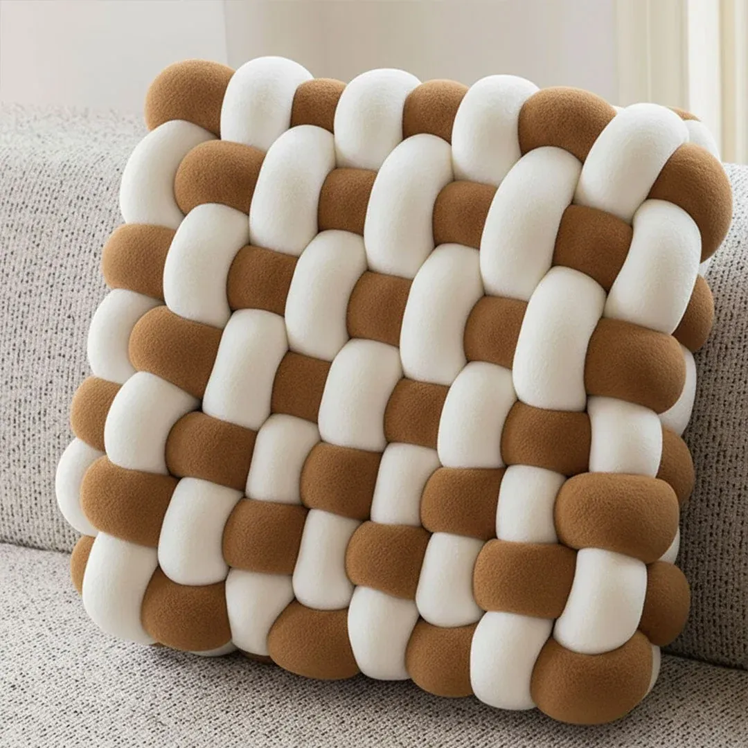 Dual tone velvet braided cushion with white contrast in navy, maroon, black, bronze, red and grey