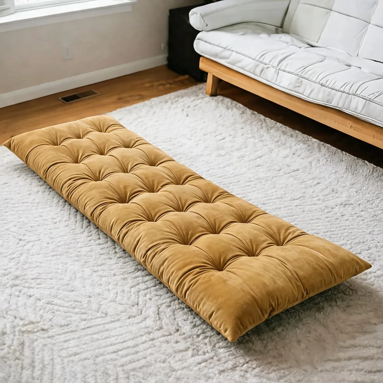 gold elvet sleeping floor mattress with memory foam and siliconized fiber 72x28 inches Lamzeen
