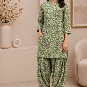 LamZeen Green Leaf Print Pure Lawn 2 Piece Suit 5 Meter