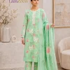 Mint Green Floral butterfly Embroidered Lawn 3 Piece Suit | LamZeen