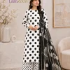 White Black Polka Dot Lawn 3 Piece Suit