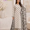 White Gray Polka Dot Lawn 3 Piece Suit