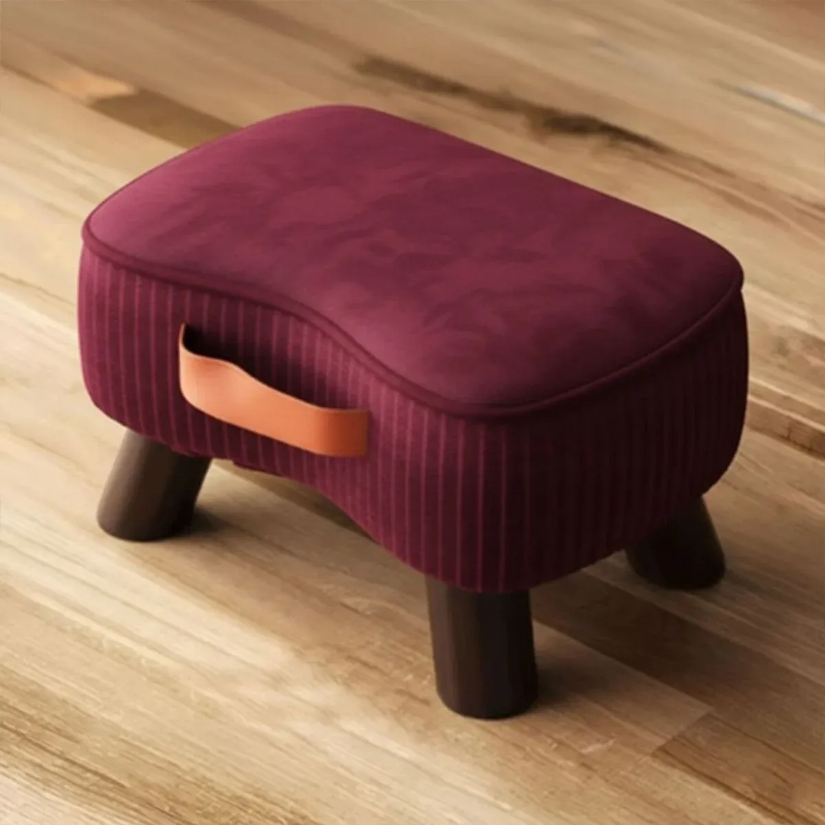 Maroon luxury wooden stool single seater 12x12x16 inches
