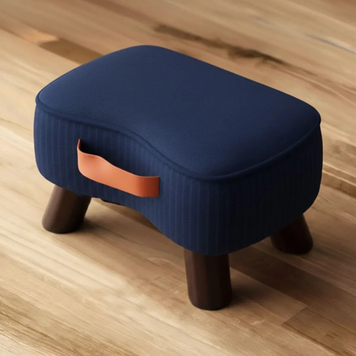 Navy luxury wooden stool single seater 12x12x16 inches