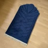 Navy velvet prayer mat with diamond work and foam padding 28x48 inches