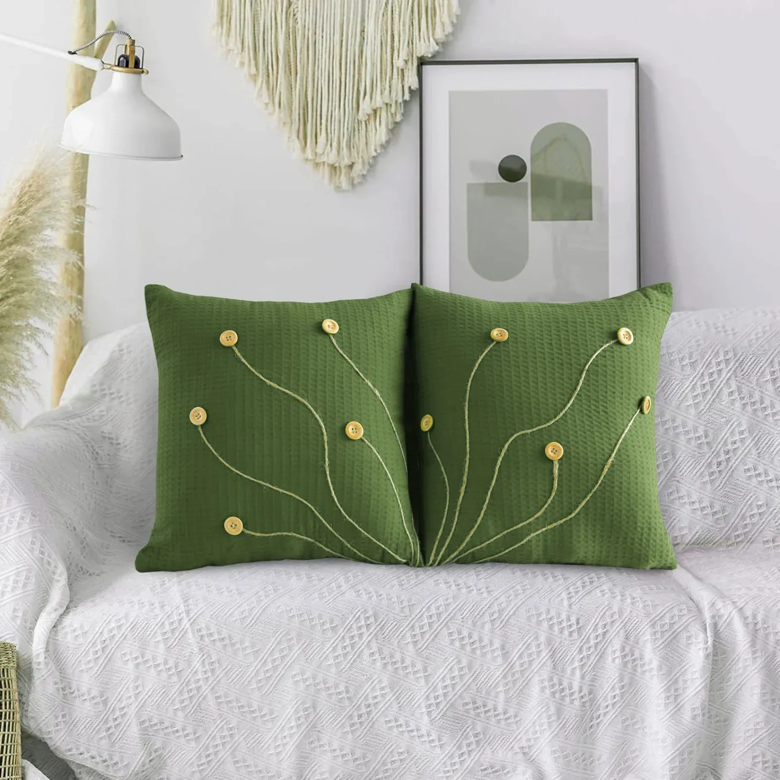 Pack of 2 waffle golden veins cushion covers 18x18 inches with optional filling