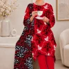 Red Black Printed Lawn 3 Piece Unstitched Suit with Animal Print Lawn Dupatta | LamZeen