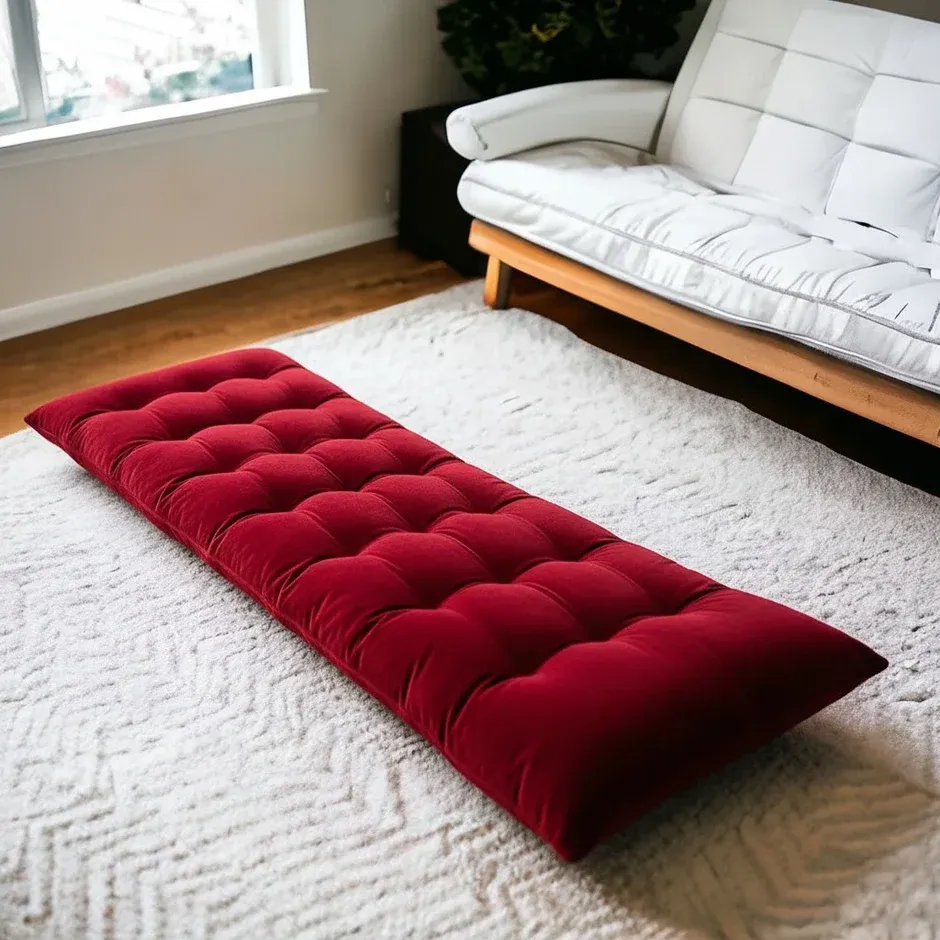 red elvet sleeping floor mattress with memory foam and siliconized fiber 72x28 inches Lamzeen