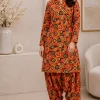 Rust Orange Printed Pure Lawn 2 Piece Unstitched Suit 5 Meter | LamZeen