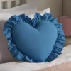Soft Heart Cushion – Ruffled Pure Cotton Decorative Pillow 18x18 Inches