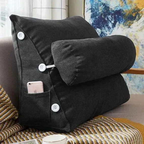 Triangular Back Rest Pillow – Velvet Sofa & Bed Cushion lamzeen (10)