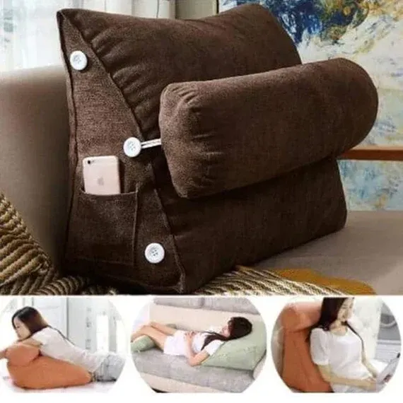 Triangular Back Rest Pillow Cushion – Velvet Ball Fiber Filled
