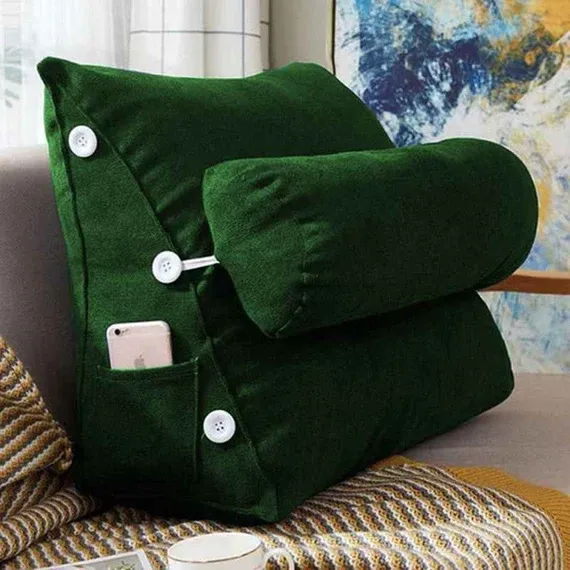 Triangular Back Rest Pillow – Velvet Sofa & Bed Cushion lamzeen (2)