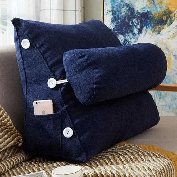 Triangular Back Rest Pillow – Velvet Sofa & Bed Cushion lamzeen (3)