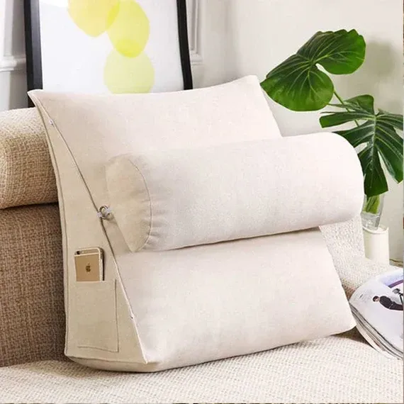 Triangular Back Rest Pillow – Velvet Sofa & Bed Cushion lamzeen (4)