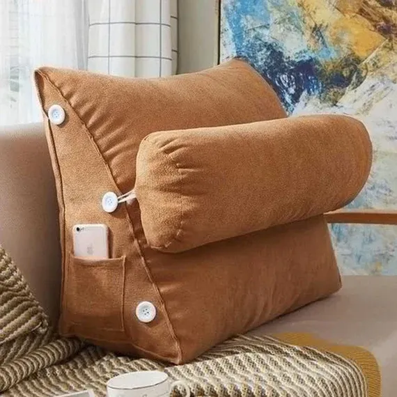 Triangular Back Rest Pillow – Velvet Sofa & Bed Cushion lamzeen (7)