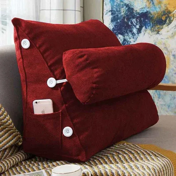 Triangular Back Rest Pillow – Velvet Sofa & Bed Cushion lamzeen