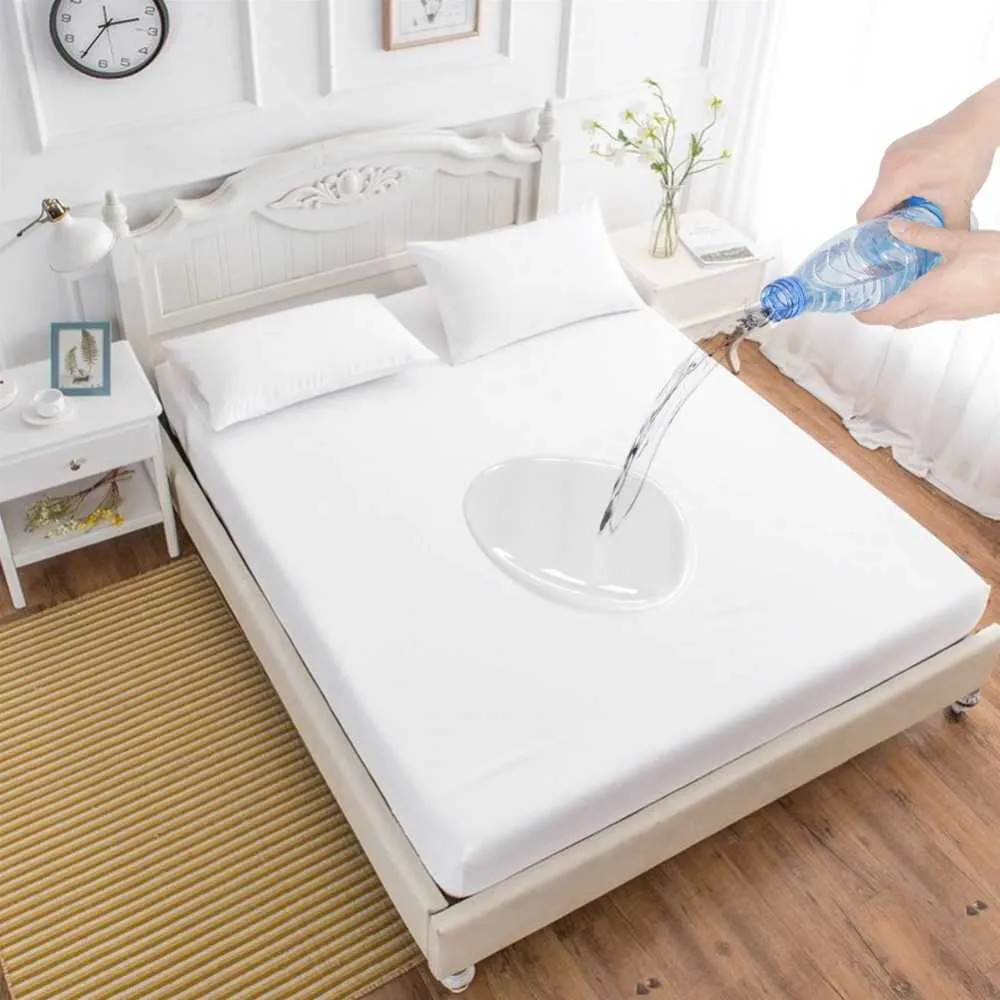 White Terry Waterproof Mattress Protector – LamZeen White Terry waterproof mattress protector breathable mattress cover by LamZeen