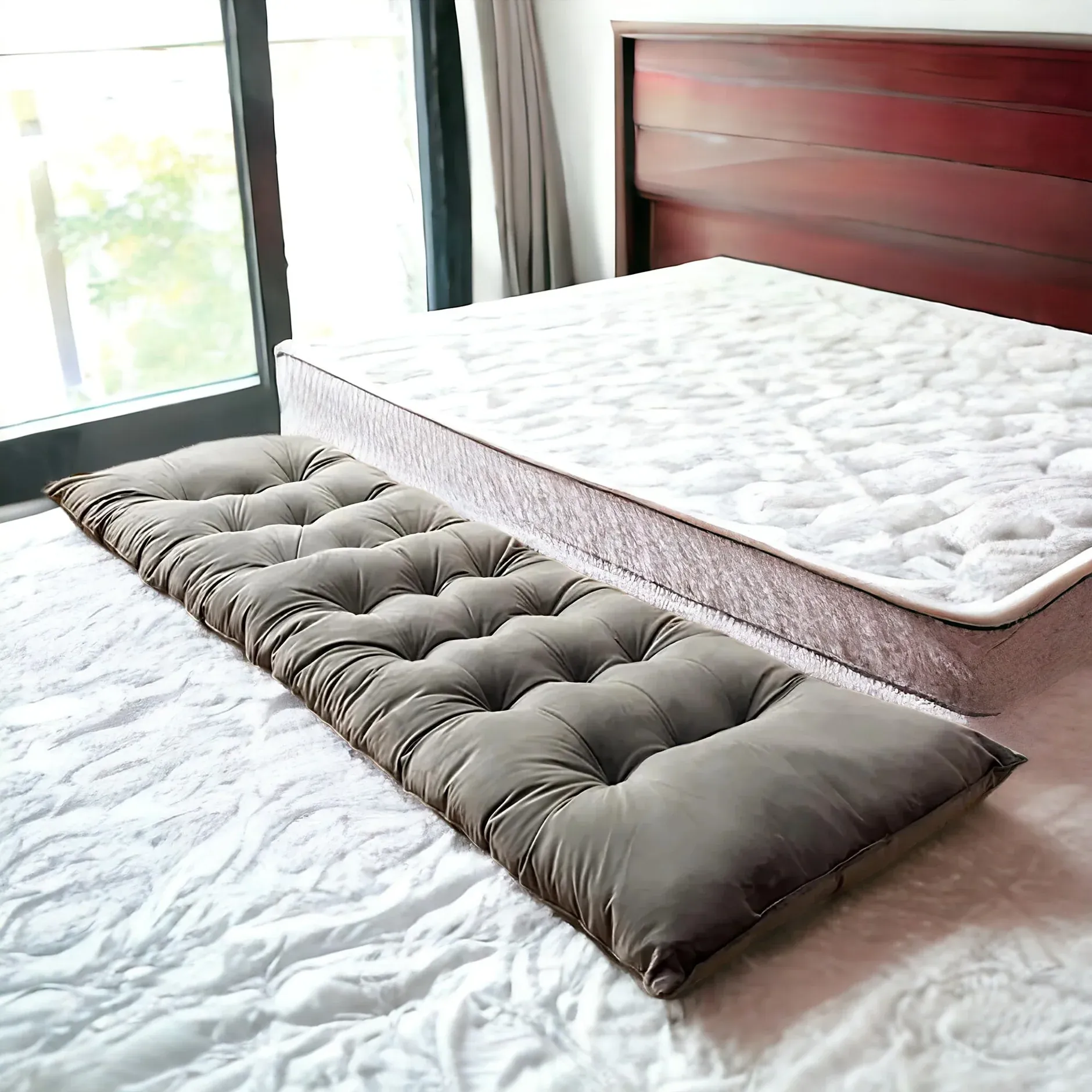 gray elvet sleeping floor mattress with memory foam and siliconized fiber 72x28 inches Lamzeen
