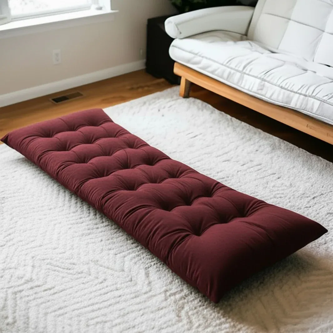 maroon elvet sleeping floor mattress with memory foam and siliconized fiber 72x28 inches Lamzeen