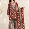 Maroon Embroidered Khaddar 3 Piece Suit for Women | Winter Collection | Lamzeen