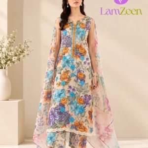 Skin Base Multi Floral Embroidered Khaddar 3-Piece Unstitched Suit
